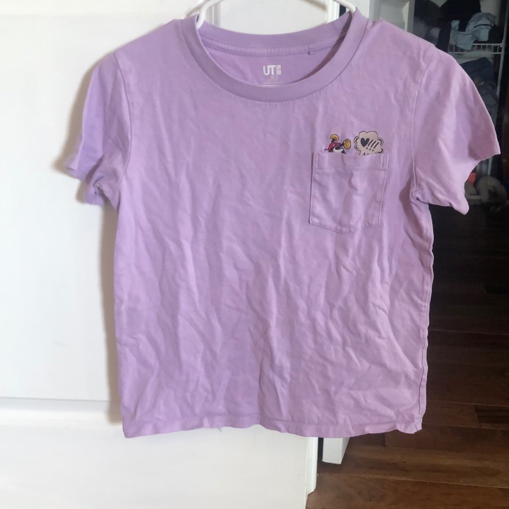 Girls Disney Graphic Tee, with pocket, Purple.